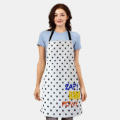 漫画ザップ!バム!ポーウ!スーパーハおもしろいロカラフル エプロン (着用した状態)