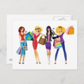 漫画ショッピング女の子ベクトルファッションスタイルおもしろいF ポストカード (正面/裏面)