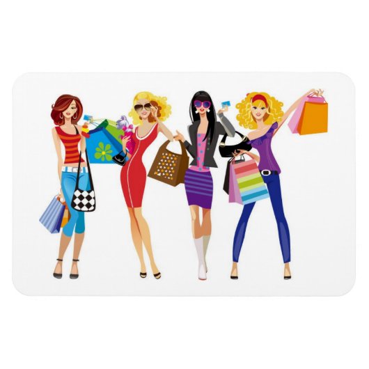 漫画ショッピング女の子ベクトルファッションスタイルおもしろいF マグネット (横)