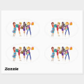 漫画ショッピング女の子ベクトルファッションスタイルおもしろいF 楕円形シール (シート)