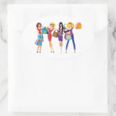 漫画ショッピング女の子ベクトルファッションスタイルおもしろいF 楕円形シール (バッグ)