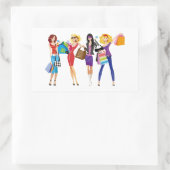 漫画ショッピング女の子ベクトルファッションスタイルおもしろいF 長方形シール (バッグ)