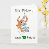 漫画ジンジャーキャットホリーサバ15誕生日カード カード (黄色い花)