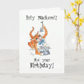 漫画ジンジャーキャット、ホリーサバ、誕生日カード カード (黄色い花)