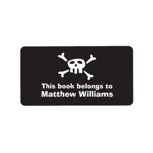 漫画スカル海賊旗蔵書票本プレート ラベル (正面)