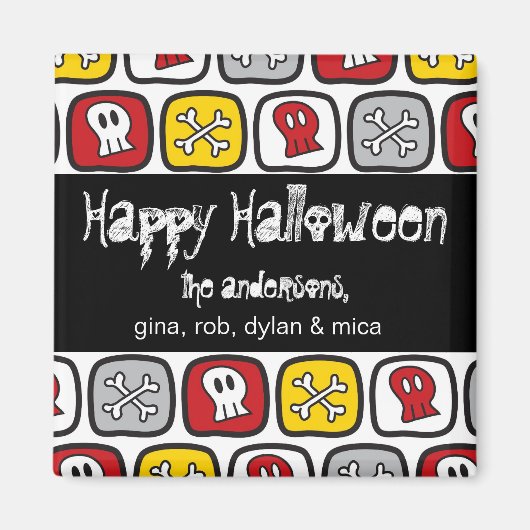 漫画スカル&ボーンズ子供のハローウィンパーティギフト マグネット (正面)