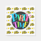 漫画スクールバス、黄色と白の水玉模様 スタンダードカクテルナプキン (正面)