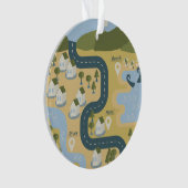 漫画スタイリッシュ風景旅行地図 オーナメント (正面)