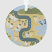 漫画スタイリッシュ風景旅行地図 オーナメント (裏面)