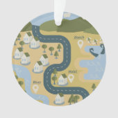 漫画スタイリッシュ風景旅行地図 オーナメント (正面)