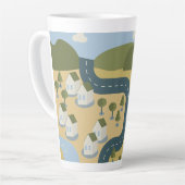 漫画スタイリッシュ風景旅行地図 カフェラテマグ (左アングル)