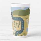 漫画スタイリッシュ風景旅行地図 カフェラテマグ (正面)