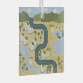 漫画スタイリッシュ風景旅行地図 ガラスオーナメント (正面右)