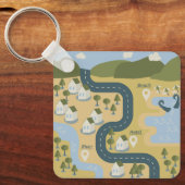 漫画スタイリッシュ風景旅行地図 キーホルダー (正面)