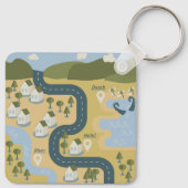 漫画スタイリッシュ風景旅行地図 キーホルダー (裏面)