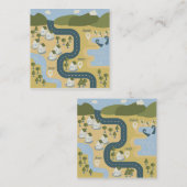 漫画スタイリッシュ風景旅行地図 スクエア名刺 (正面/裏面)