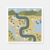 漫画スタイリッシュ風景旅行地図 スタンダードカクテルナプキン (正面)