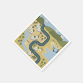 漫画スタイリッシュ風景旅行地図 スタンダードカクテルナプキン (角)