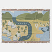 漫画スタイリッシュ風景旅行地図 スローブランケット (正面)