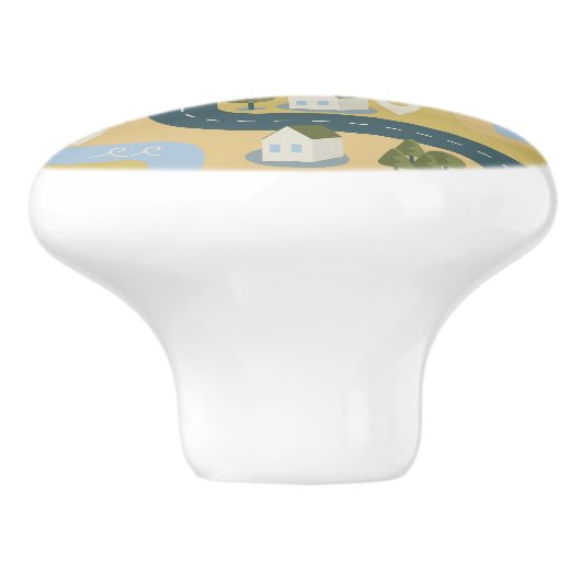 漫画スタイリッシュ風景旅行地図 セラミックノブ (側面)