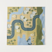 漫画スタイリッシュ風景旅行地図 タペストリー (正面(横))