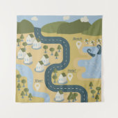 漫画スタイリッシュ風景旅行地図 タペストリー (正面)