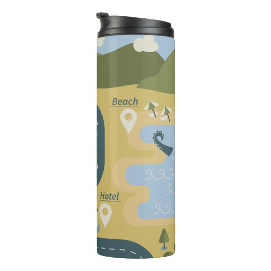 漫画スタイリッシュ風景旅行地図 タンブラー (回転右)