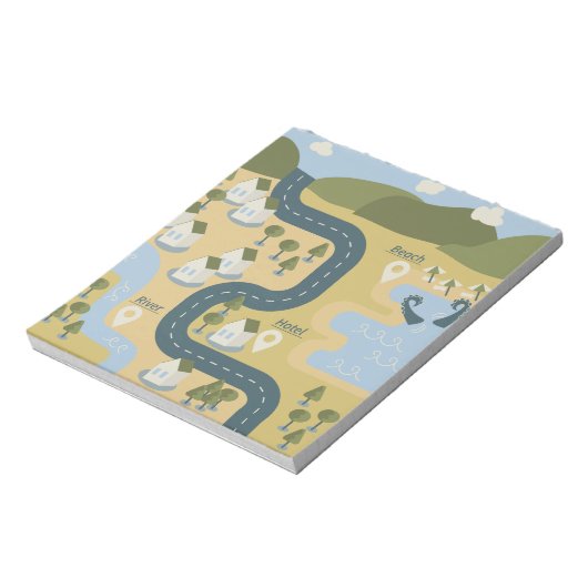 漫画スタイリッシュ風景旅行地図 ノートパッド (回転)