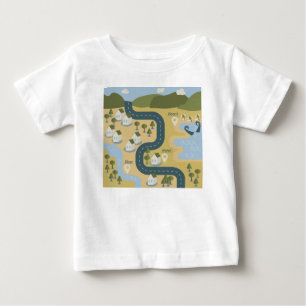 漫画スタイリッシュ風景旅行地図 ベビーTシャツ