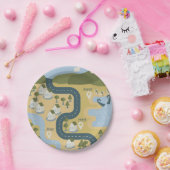 漫画スタイリッシュ風景旅行地図 ペーパープレート (パーティー)