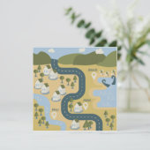 漫画スタイリッシュ風景旅行地図 招待状 (スタンド正面)