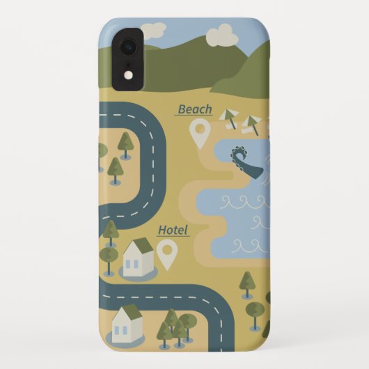 漫画スタイリッシュ風景旅行地図 Case-Mate iPhoneケース (裏面)