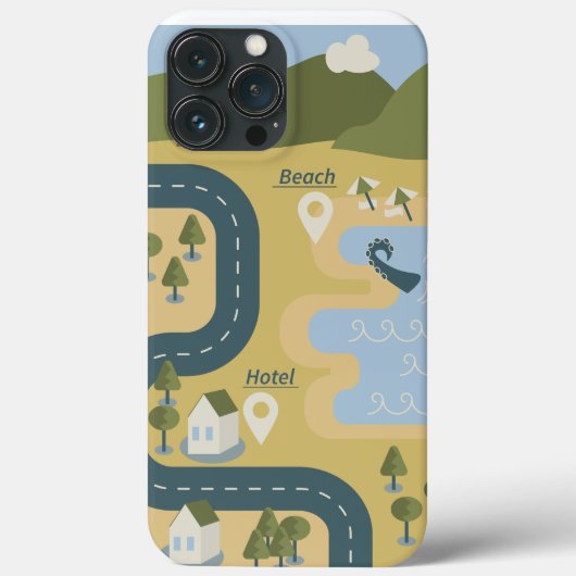 漫画スタイリッシュ風景旅行地図 Case-Mate iPhoneケース (裏面)