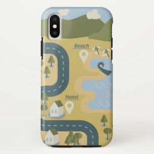 漫画スタイリッシュ風景旅行地図 iPhone X ケース
