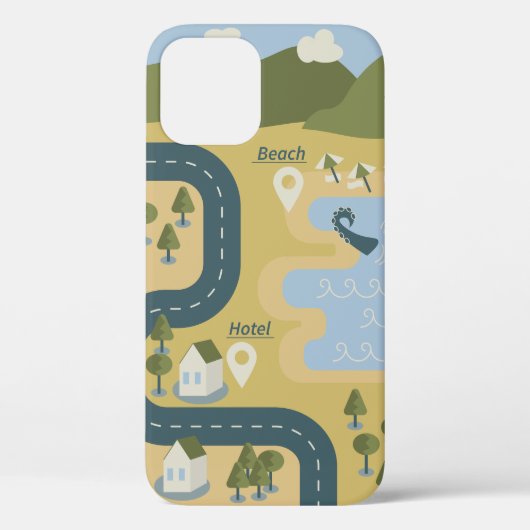 漫画スタイリッシュ風景旅行地図 Case-Mate iPhoneケース (裏面)