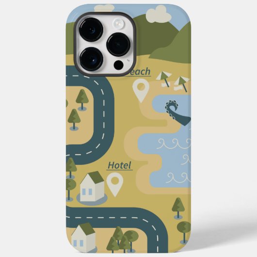 漫画スタイリッシュ風景旅行地図 Case-Mate iPhoneケース (裏面)