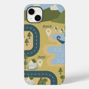 漫画スタイリッシュ風景旅行地図 Case-Mate iPhone 14 PLUSケース