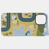 漫画スタイリッシュ風景旅行地図 iPhoneケース (裏面横)