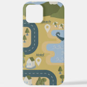 漫画スタイリッシュ風景旅行地図 iPhoneケース (裏面)