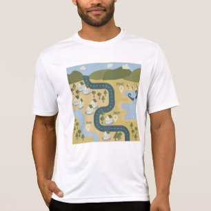 漫画スタイリッシュ風景旅行地図 Tシャツ