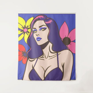 漫画スタイルかわいらしウィメンタペストリー タペストリー