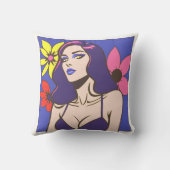 漫画スタイルかわいらし女性装飾用クッション クッション (裏面)