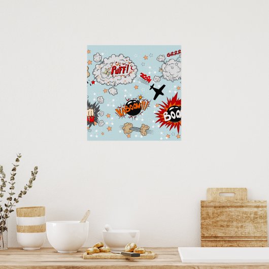 漫画スタイルすごいヒーローデザイン ポスター (キッチン)