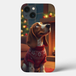 漫画スタイルのクリスマス犬 iPhone 13ケース