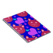 漫画スタイルのシームレスな壁紙と猫の顔 ノートブック (右側)