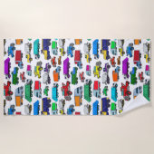 漫画スタイルのトラックイラスト ビーチタオル (正面)