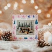 漫画スタイルのパステルカラー クリスマスツリーのホリデーカード シーズンカード