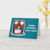 漫画スタイルのビーバーハッピーバースデー カード (黄色い花)