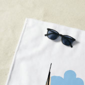 漫画スタイルのヨットおよび灯台 ビーチタオル (インサイチュ)