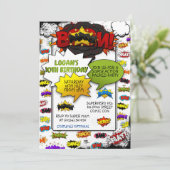 漫画スタイルの動作語パーティの招待状 招待状 (スタンド正面)